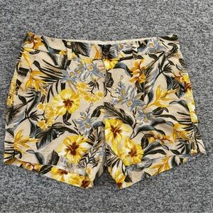Old Navy Every Day Floral Linen Blend Mid Rise Shorts